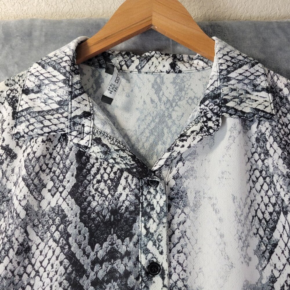 Boohoo‎ Womens US 6 Snake Print Smock Dress Oversized Long Sleeve Grunge Vibes - Picture 5 of 11